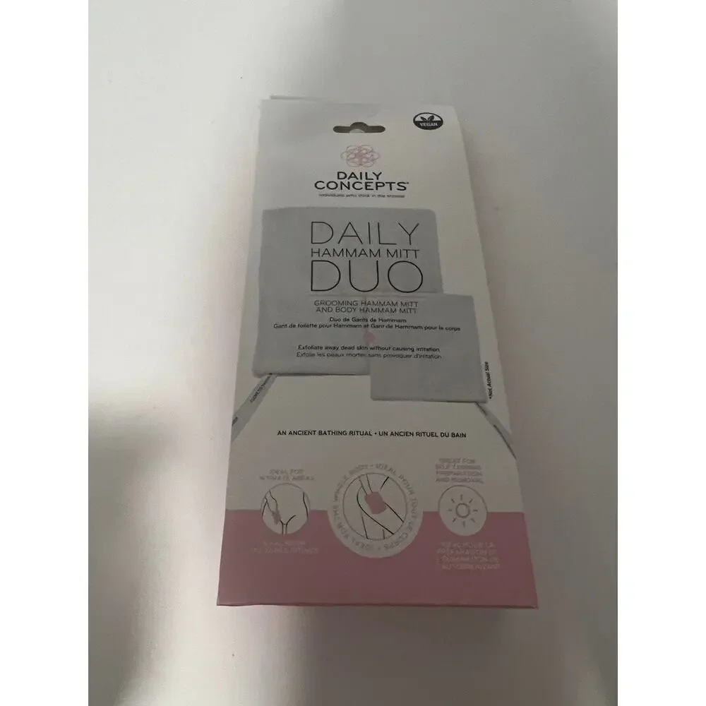 NIB Daily Concepts Daily Hammam Mitt Duo Exfoliating Body & Grooming Mitt Set